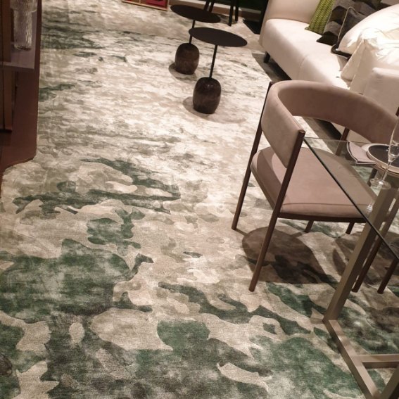 D Marquis Grey and Green Marble Silk with wool Carpet