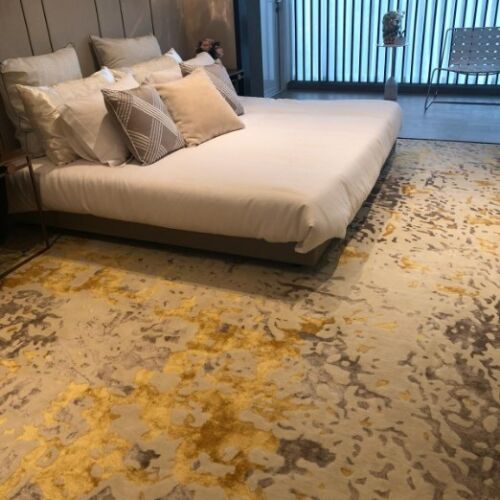 D Marquis Yellow and Grey Silk with wool Carpet