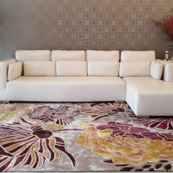 D Marquis Multicolored Flower Print Bamboo Silk Rugs